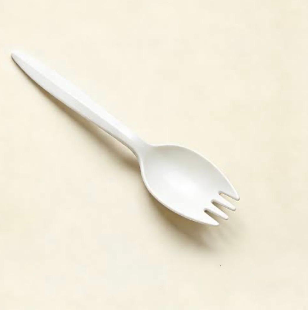 Cuchara tenedor compostable