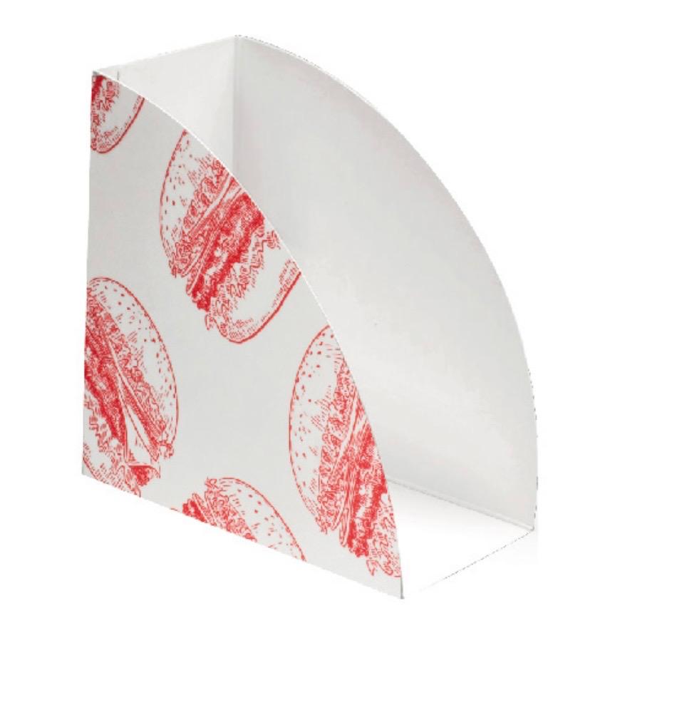 Porta hamburguesa pequeño blanco con rojo